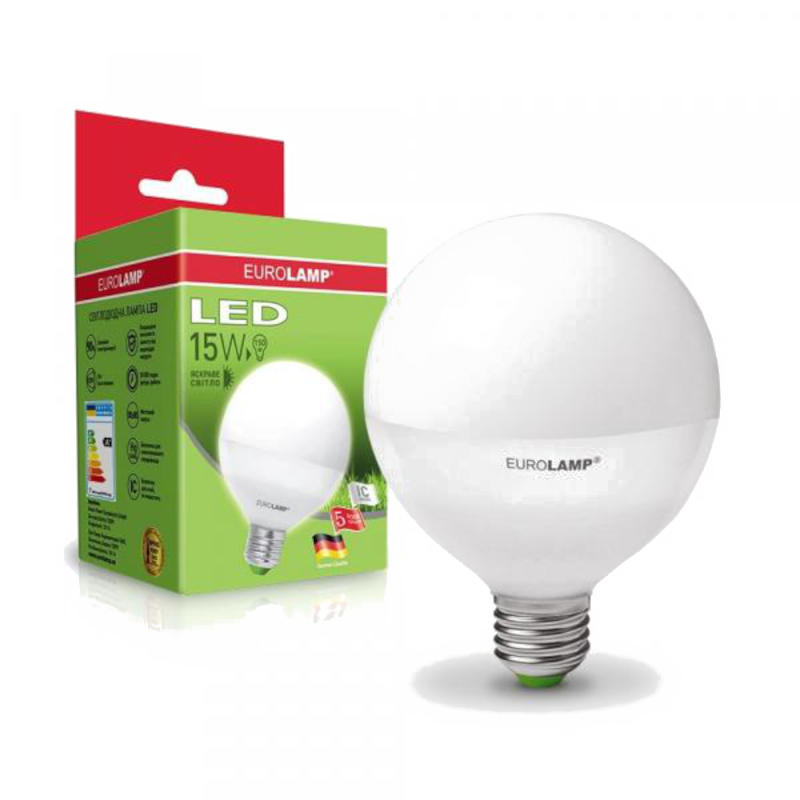 Лампа світлодіодна Eurolamp G95, 15Вт, E27, 4000К (LED-G95-15274(D))